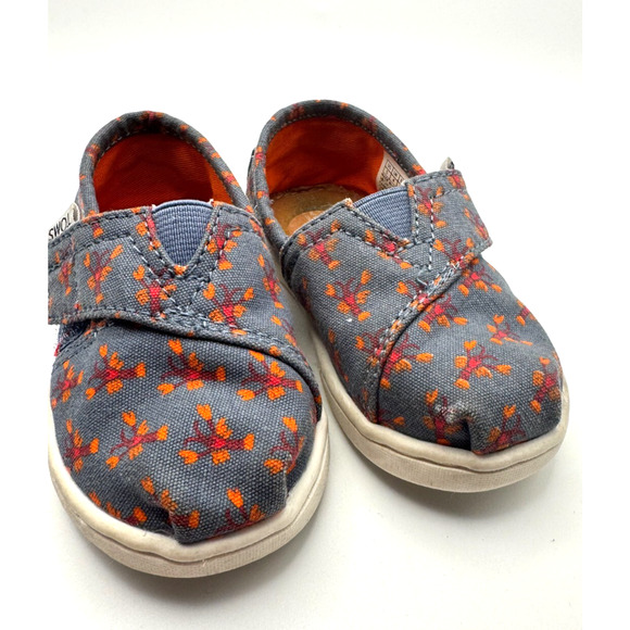 TOMS Child Tiny Alpargata Canvas Loafer Flat Blue‎ Lobster Size 5 Unisex - Picture 1 of 6
